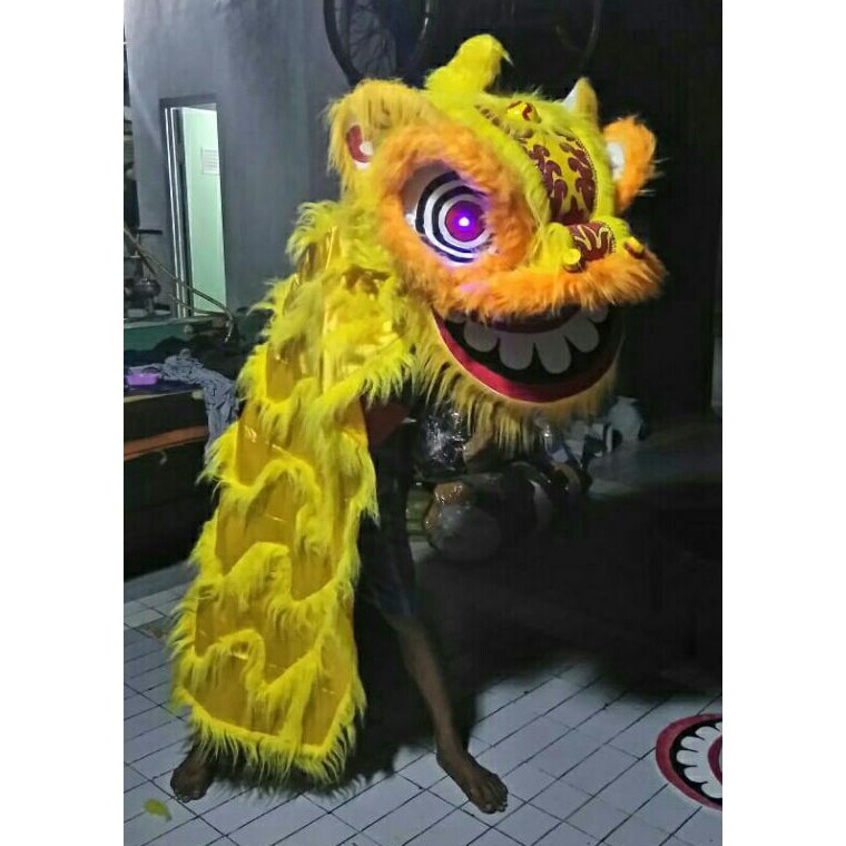 Belanja disini Barongsai remaja dewasa 6x5x45 cm kelopak berkedip mata nyala jubah 15 meter