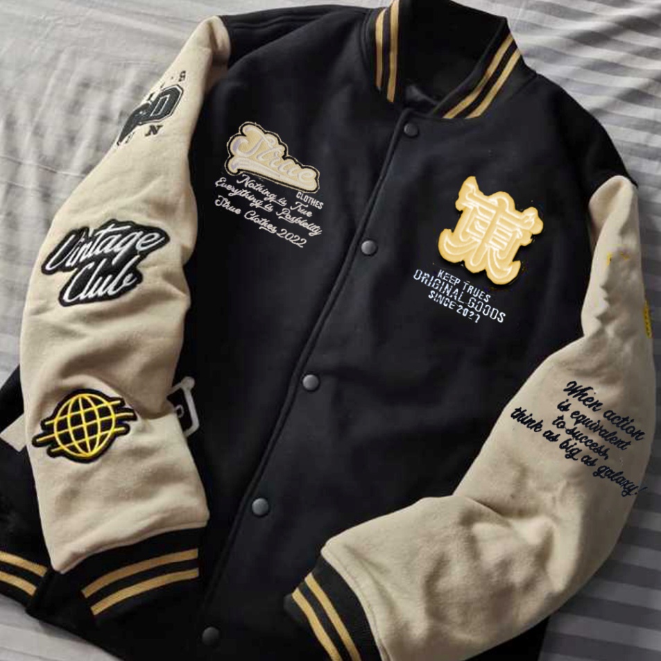 Cepat laku Jaket Varsity Baseball Full Bordir  Jaket Bomber Varsity Vintage  Jaket Baseball Pria New
