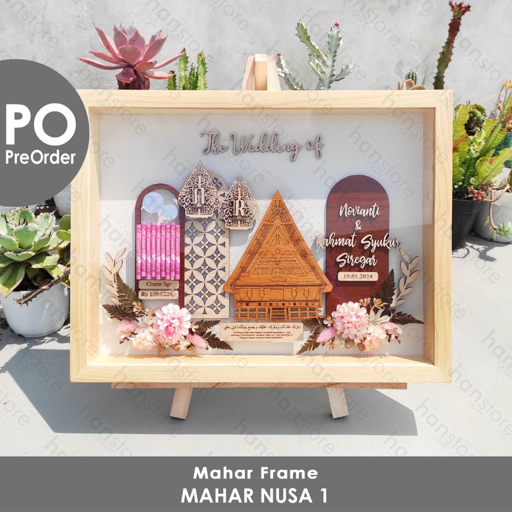 PO Frame Mahar NUSA 1 Seserahan / Set Jadi Custom Mahar Rumah Adat Batak x Jawa