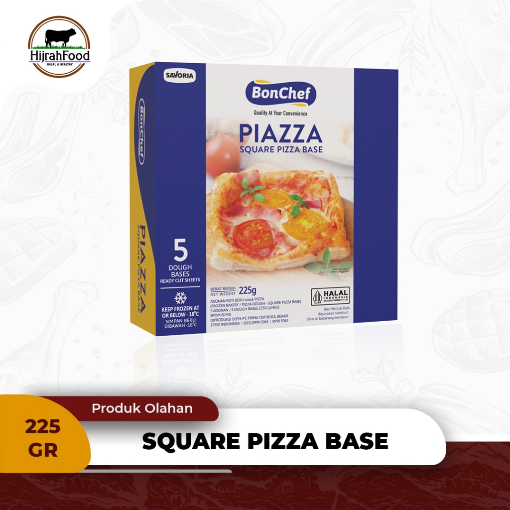 

Bonchef Piazza Square Pizza Base Adonan Pizza Dough Bases 225 gram