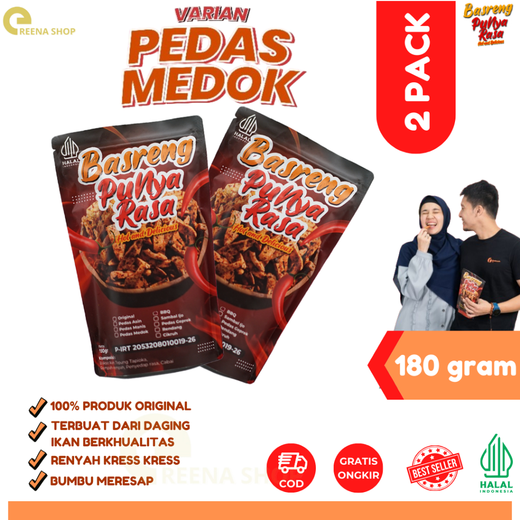 

Basreng Pedes Medok Paket Hemat Isi 2 Cemilan Extra Pedas dengan Ekstrak Kencur dan Daun Jeruk