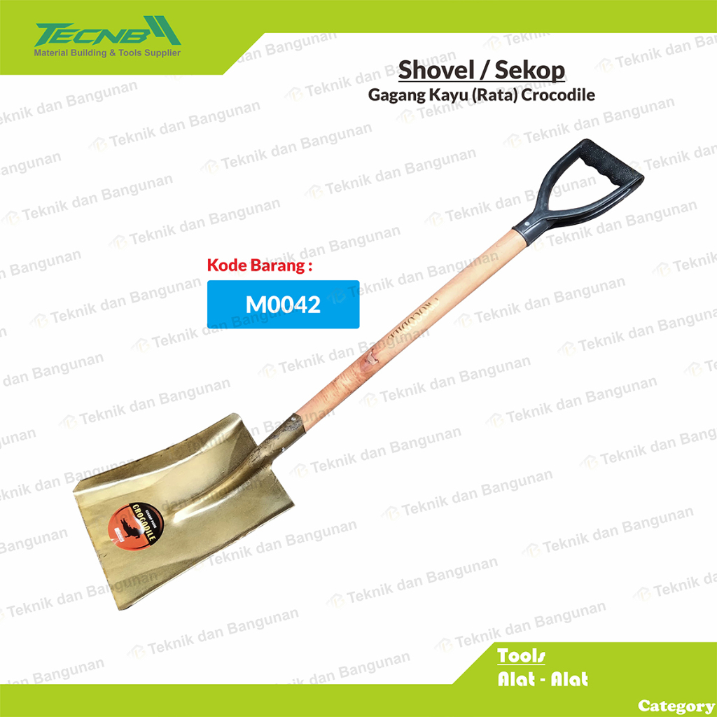 Sekop Pasir Tanah Rata Gagang Kayu Buaya Crocodile