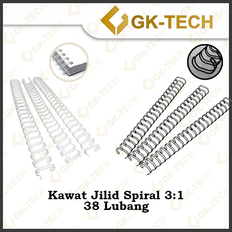 

RB Ring Kawat / Spiral Kawat Jilid Spiral 3:1 38 Lubang Warna Hitam/Putih