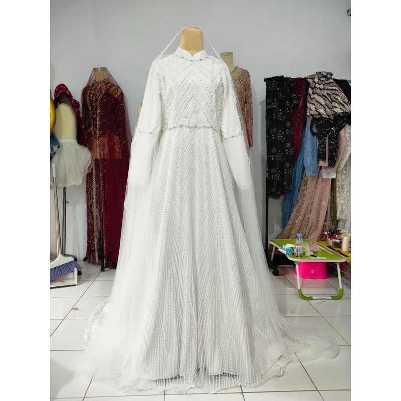 gaun pengantin muslimah syari gaun walimah gaun akad melayu wedding dress muslimah