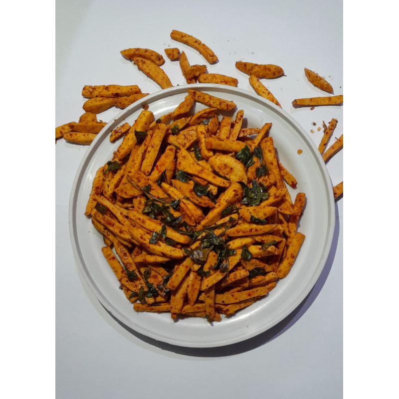 

Cemilan kekinian Basreng {Basko goreng} daun jeruk