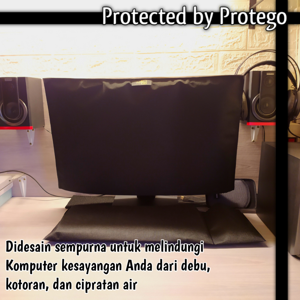 Cover Kain Layar Monitor Komputer 19 - 22 inch PART 2 Anti Debu PROTEGO Set Keyboard Mouse CPU Deskt