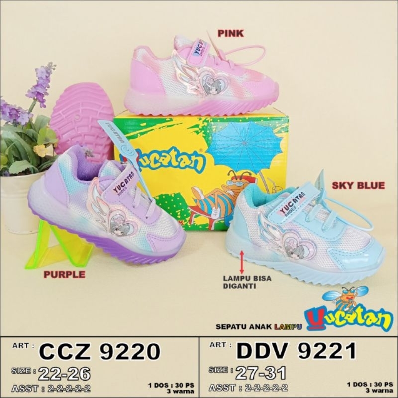 TERBARU SEPATU LAMPU ANAK PEREMPUAN, YUCATAN CCZ9220 Sz 22-26 BERKUALITAS ORIGINAL
