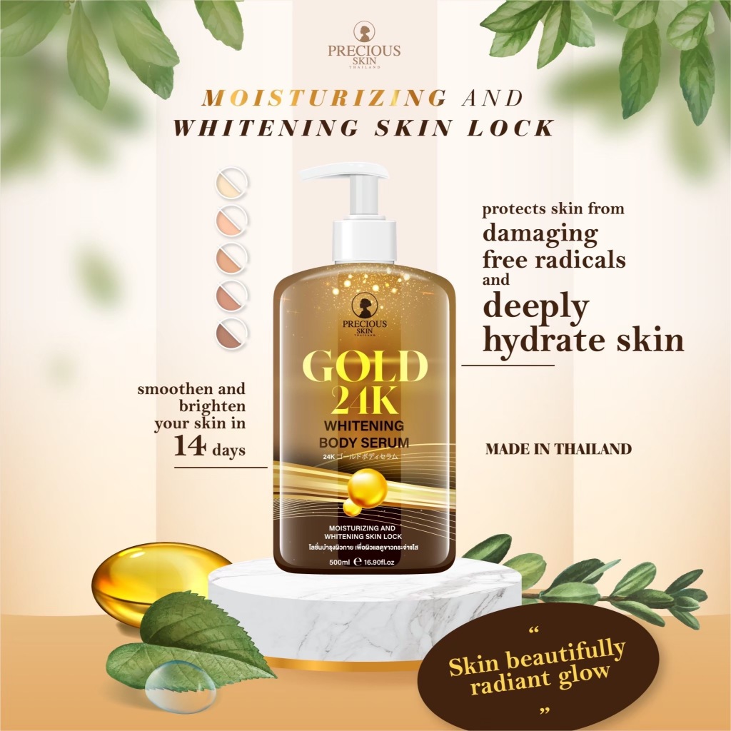Precious Skin Thailand Gold 24K Body Serum / whitening Serum / Niacinamide Serum / Gold Serum 500 ml