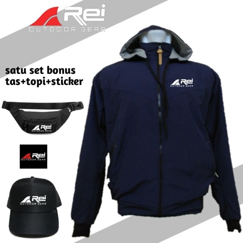 JAKET PARASUT REI OUTDOOR GEAR FREE TOPI & TAS