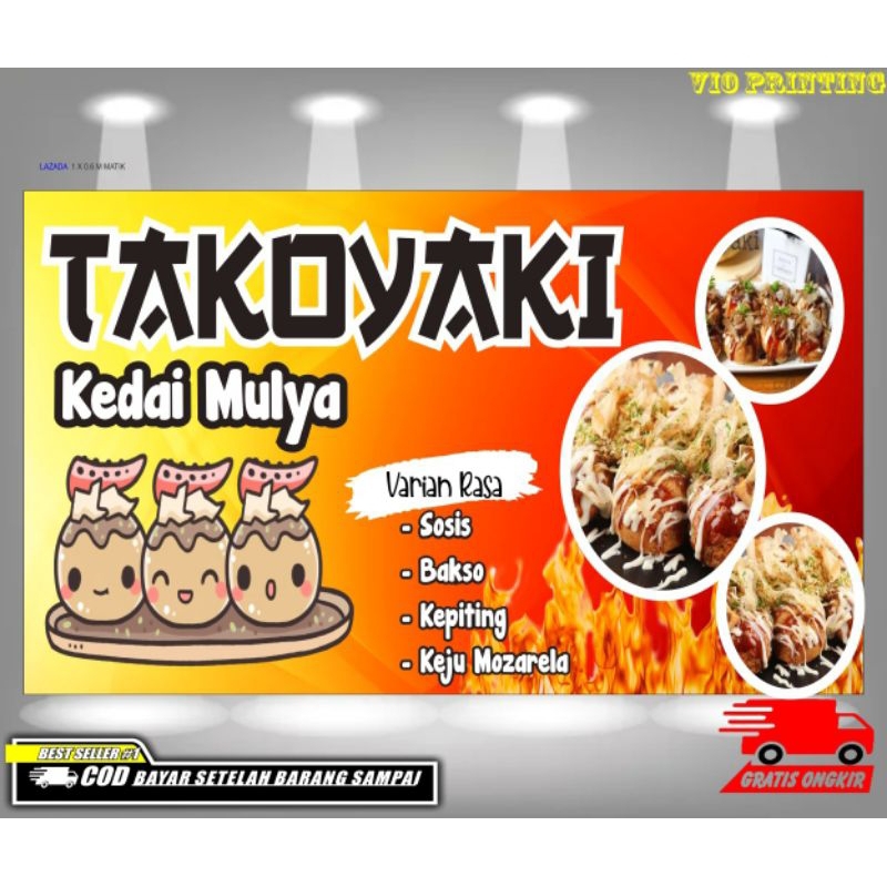 spanduk banner takoyaki ukuran 120x60 CM banner takoyaki spanduk takoyaki