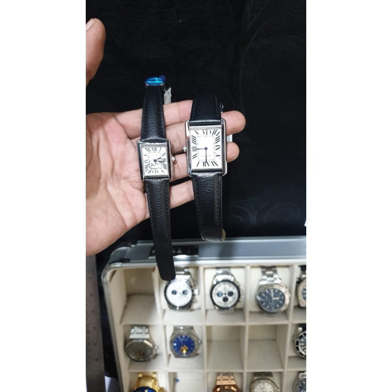 Jam tangan fashion pria wanita kotak hitam