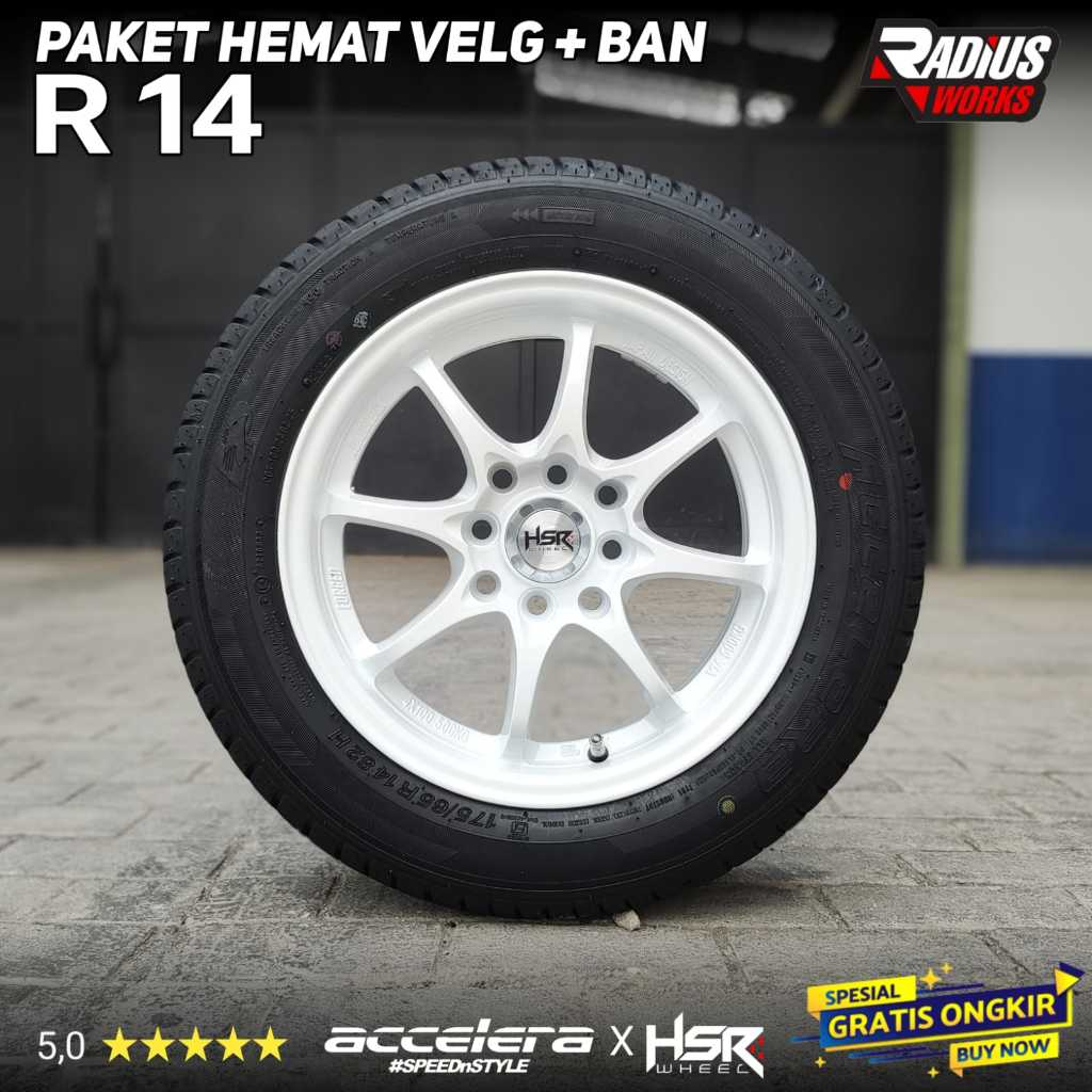 paket velg dan ban ring 14 brio agya ayla sigra calya dll hsr wheel hiroshima pcd 4x100-114,3 ban mo