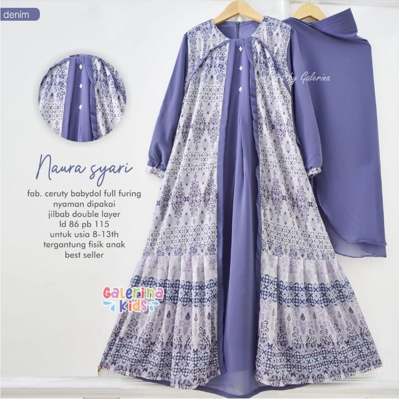 Naura syari//dress//dress anak//dress set hijab//best seller