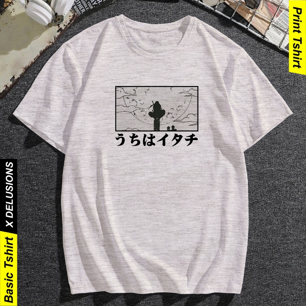 Kaos Pria Tshirt Cowok Anime Naruto Itachi Uchiha Sablon Distro Baju Atasan Unisex Premium