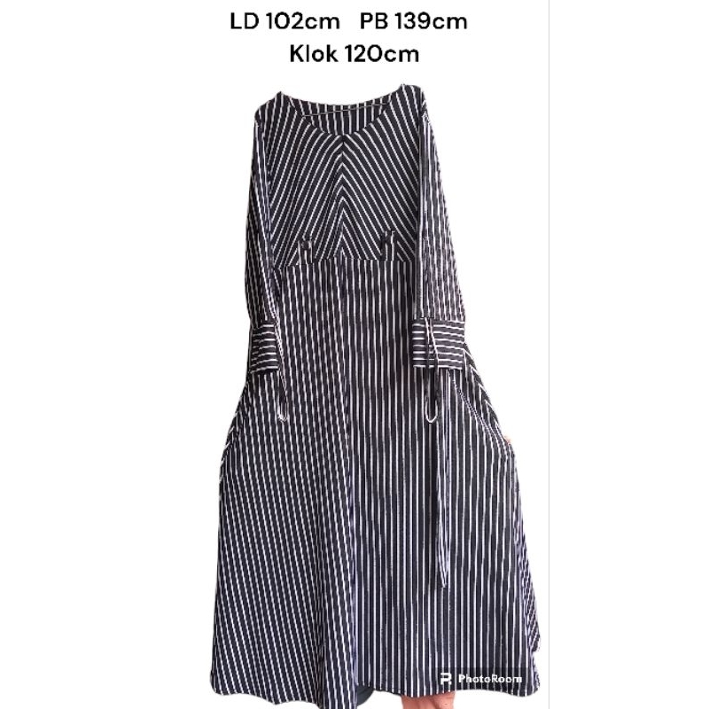 [PRELOVED] baju gamis wanita/dress cewek motif salur/tunik preloved pribadi/PL