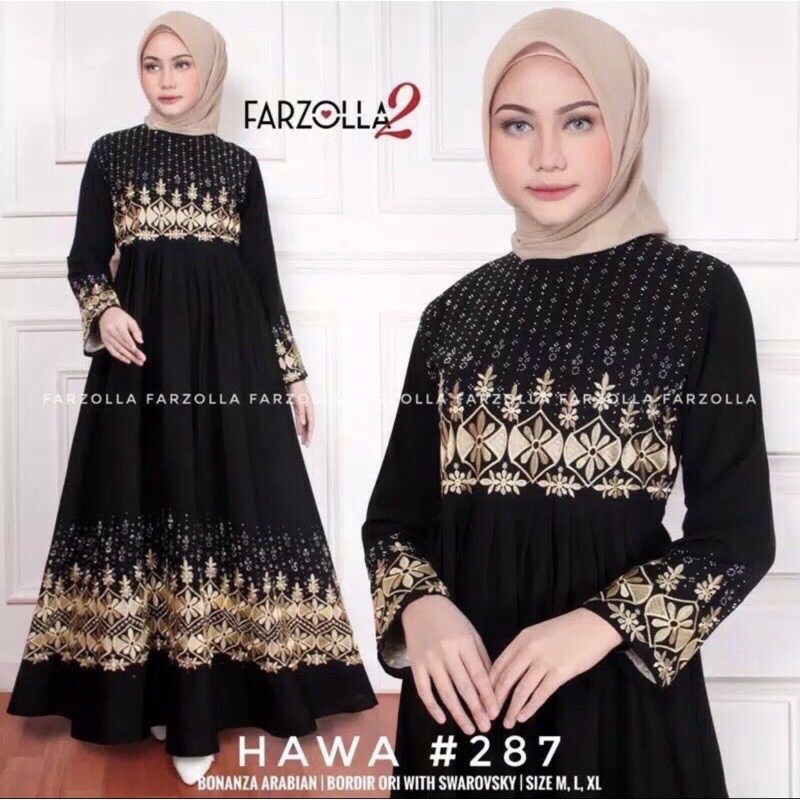 GAMIS ABAYA HAWA 287 BORDIR GOLD JUBAH HITAM ARAB SAUDI SYARI UMROH