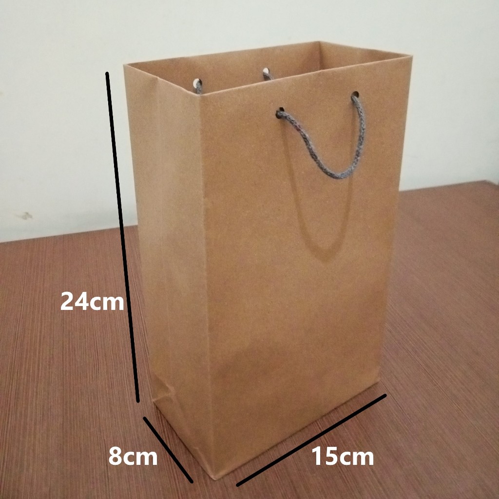 

paper bag polos coklat wafer 15 x 8 x 24 (P x L x T) tas kertas Kualitas