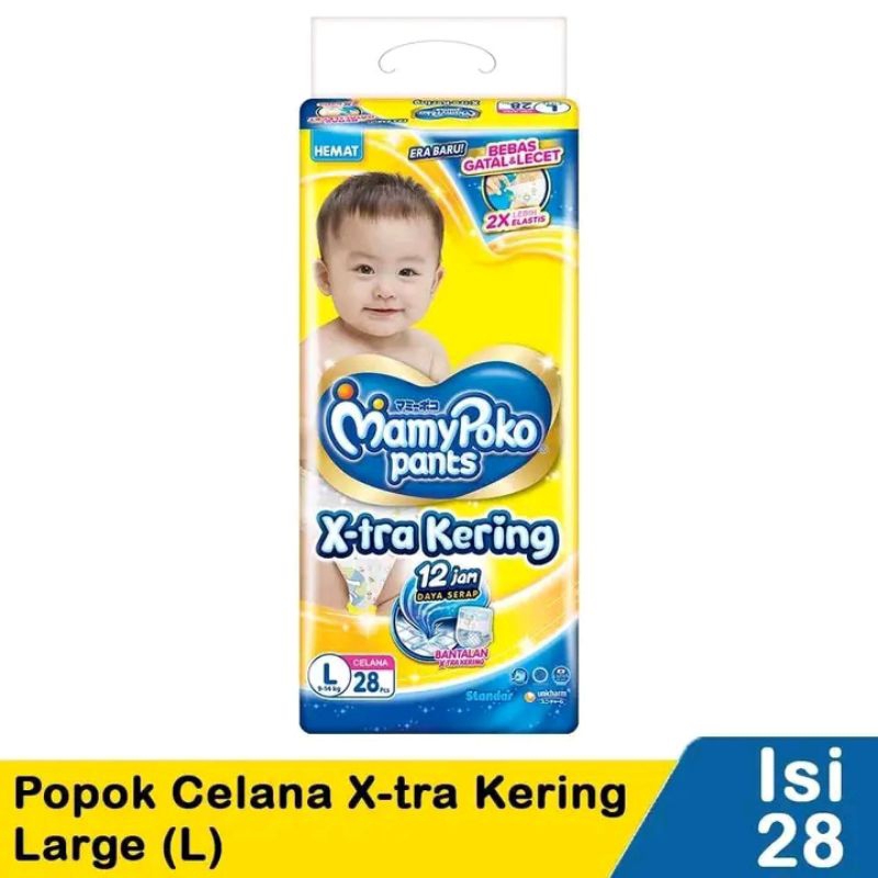 promo popok bayi mamy Poko pants extra kering ukuran L28