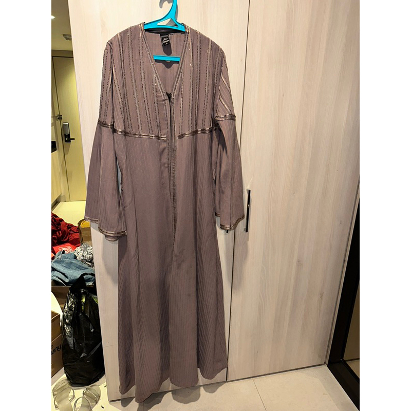 abaya dubai turki gamis kaftan cokelat