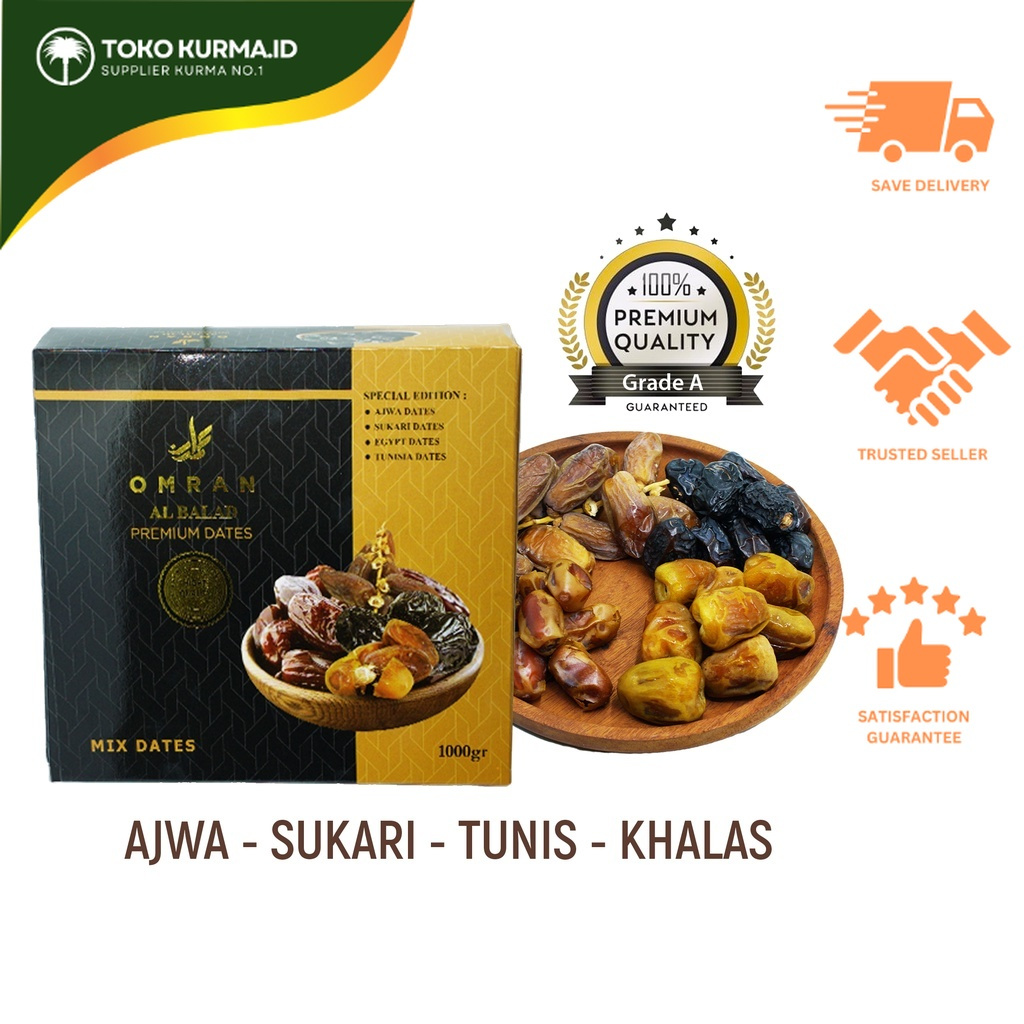 

Kurma Mix 500 g (Campuran 4 Jenis) Kurma Sukari, Ajwa, Khalas Mesir dan Tunis Kemasan | Oleh Oleh Haji dan Umroh - Toko Kurma ID