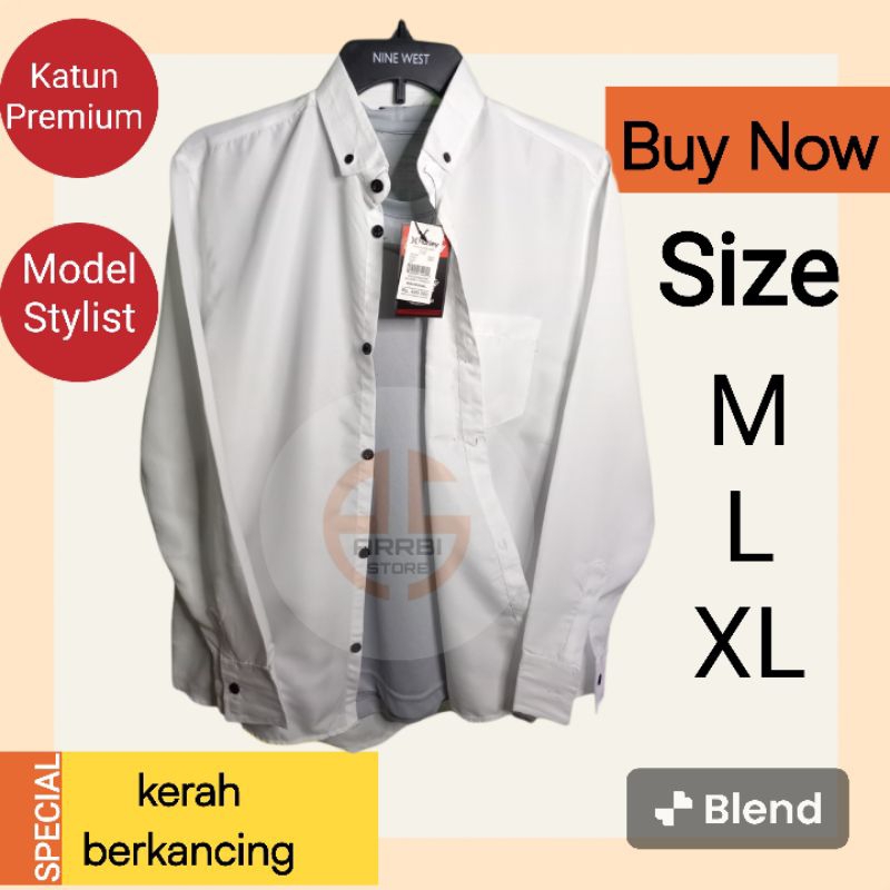 kemeja warna putih pria lengan panjang premium slimfit tebal kemeja kantor putih pria lengan panjang