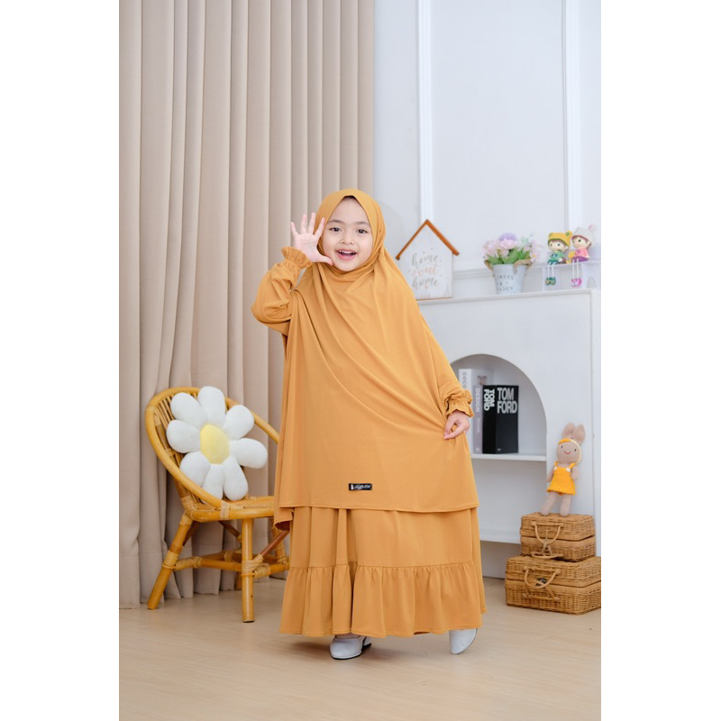 SUPER DEAL Pakaian Muslim Anak Perempuan Baju Gamis Anak Perempuan Muslim Syar'i Cadar One Set