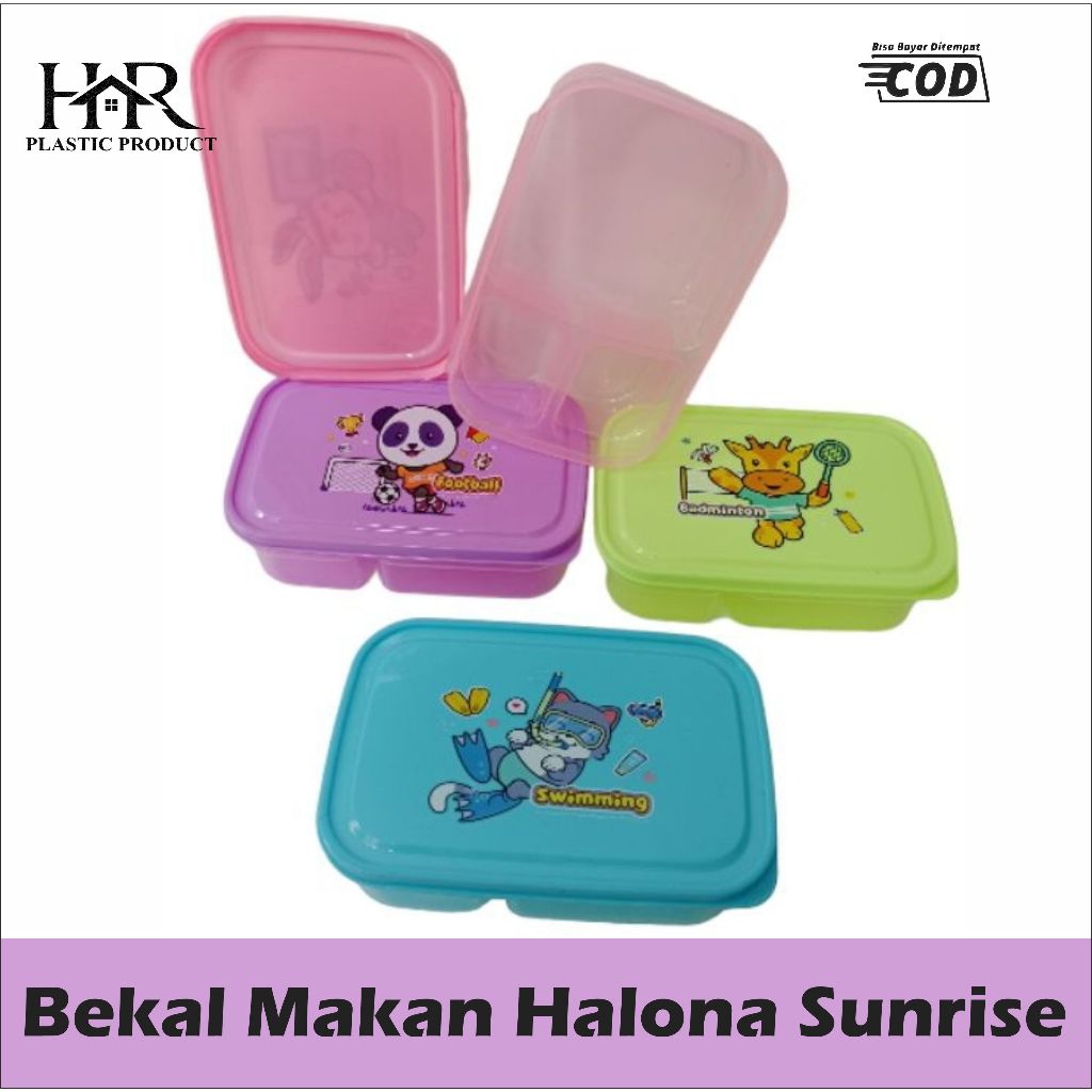 kotak makan halona sunrise MURAH /Ompreng gambar/lunch box/ompreng sekat 3/ompreng/ompreng anak/sove