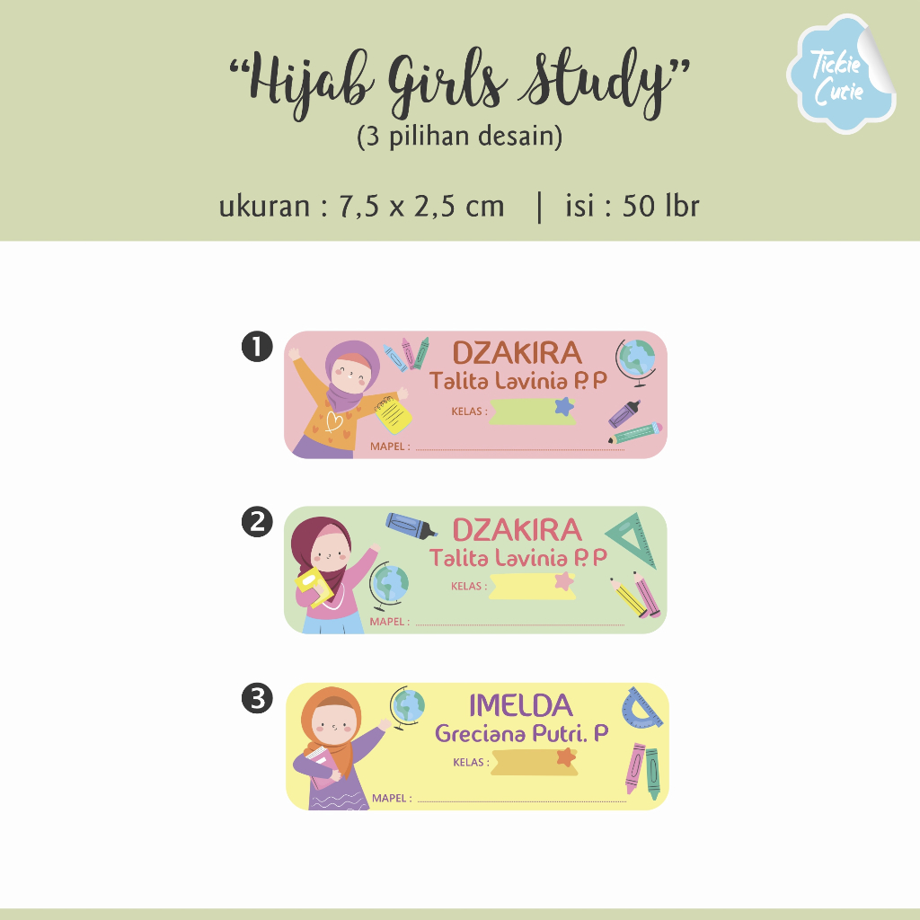 

PO Sticker Label Nama tema "Hijab girls & Peci boys" utk buku pelajaran anak (isi 50 lbr)