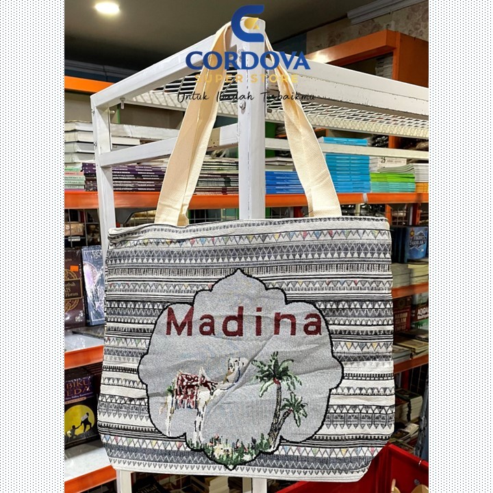 Tas Canvas Mekah Madinah Jumbo - Tas Oleh-oleh Haji - Tas Oleh-oleh Umroh - Totebag Mekah - Totebag 