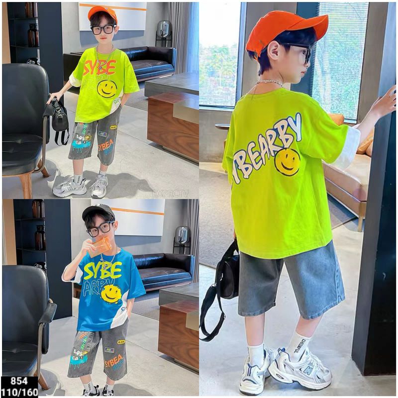 Setelan "SMILE" Anak Cowo Usia 7/8th & 8/9th Import Premium (coc jan 0141)