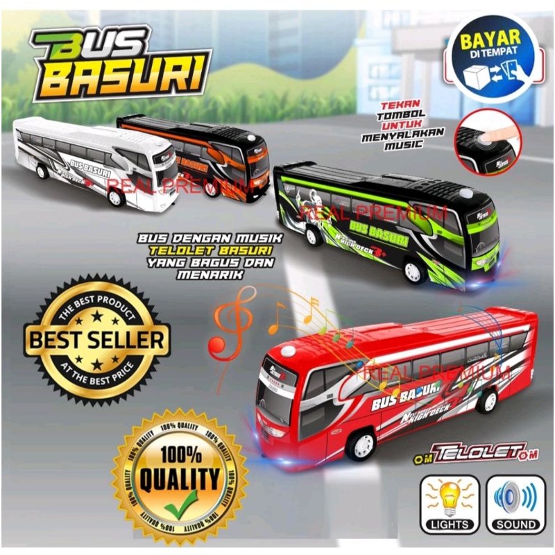 Mainan MOBIL Bus Basuri  TELOLET Lampu Bus TeloleT