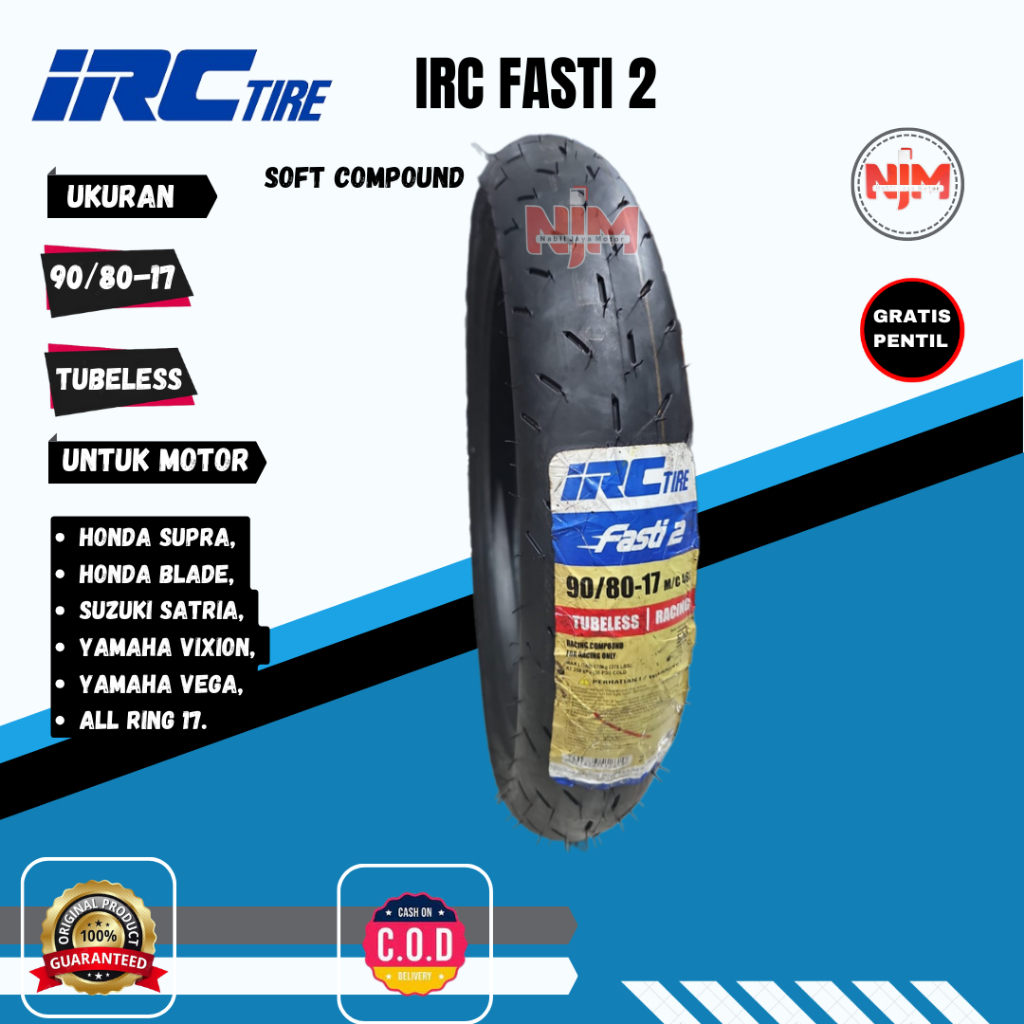 Ban Tubles Irc Fasti Pro Soft Compound Ring 14 80/80 90/80 100/80 Terbaru