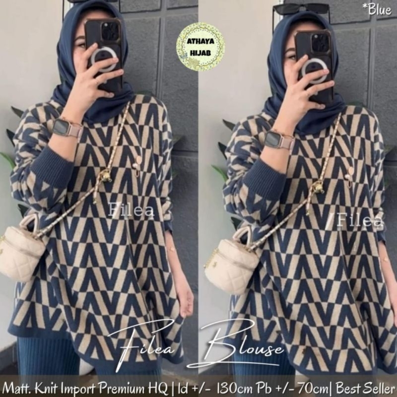 Baju Rajut Blouse Wanita Kekinian Fileya Blouse By Athaya Hijab
