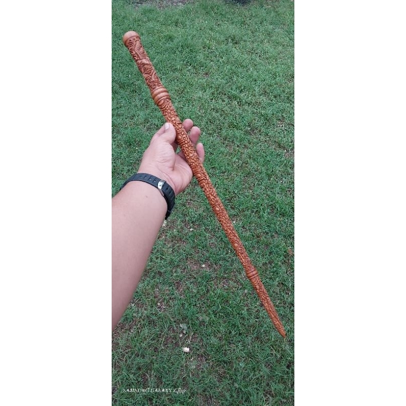 tongkat komando kayu gaharu full ukir