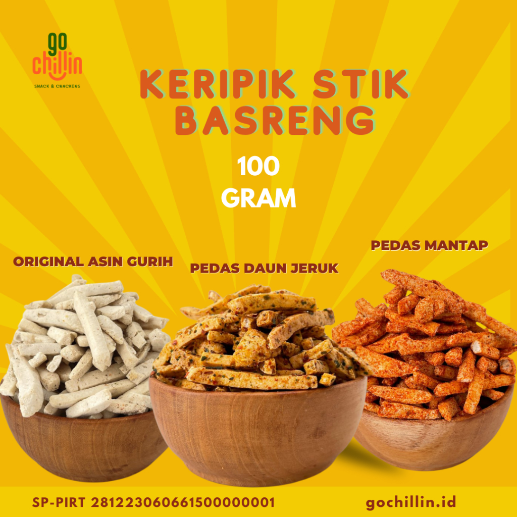 

Gochillin - Basreng Baso Goreng Stik Pedas Daun Jeruk Original Gurih Asin Khas Oleh Oleh Bandung