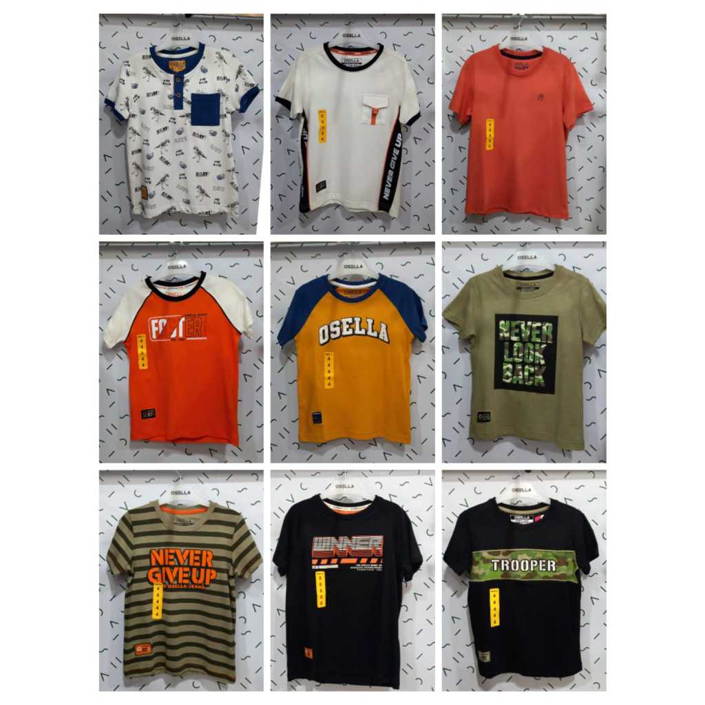 BAJU ANAK LAKI-LAKI KAOS OSELLA KIDS ORIGINAL SIZE 4-16 TAHUN