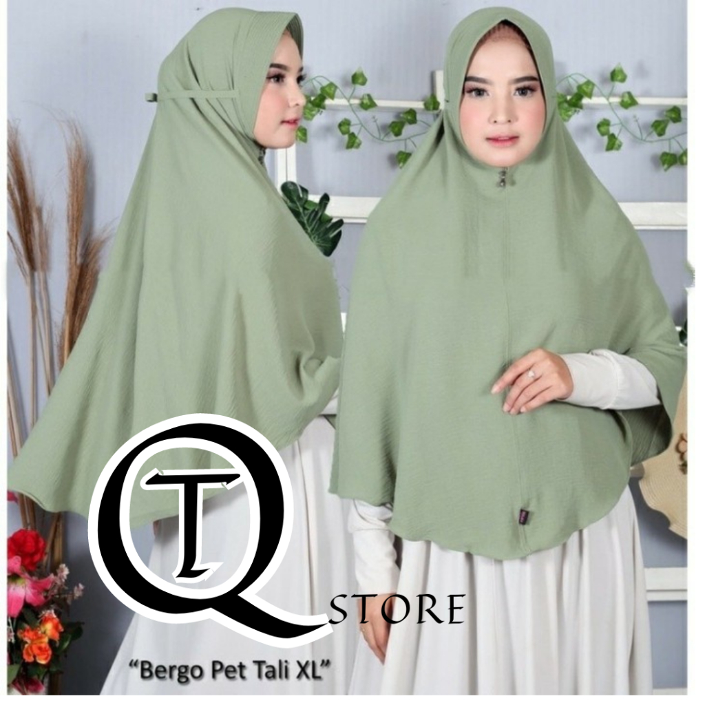 𝗤𝗶𝘁𝘆 𝘀𝘁𝗼𝗿𝗲-HIJAB INSTAN BERGO PET TALI SIZE XL/BERGO PET CRINKLE TERBARU