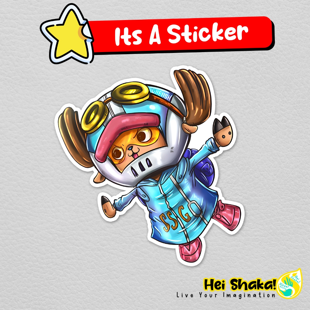 

Stiker One Piece Chopper Egghead Arc Outfit Sticker Anime Manga Jepang Vinyl Anti Air