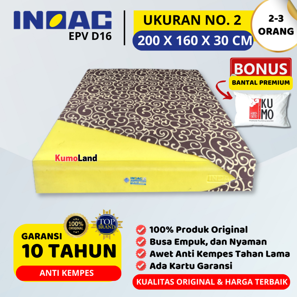 Kasur Busa INOAC Original 200x160x30 cm Garansi 10 Tahun - INOAC EPV Density 16