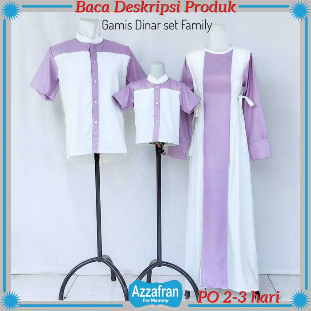 Gamis Dinar Couple Ungu | Baju Katun Anak Perempuan & Dewasa Seragam Lebaran Toyobo Terbaru Murah