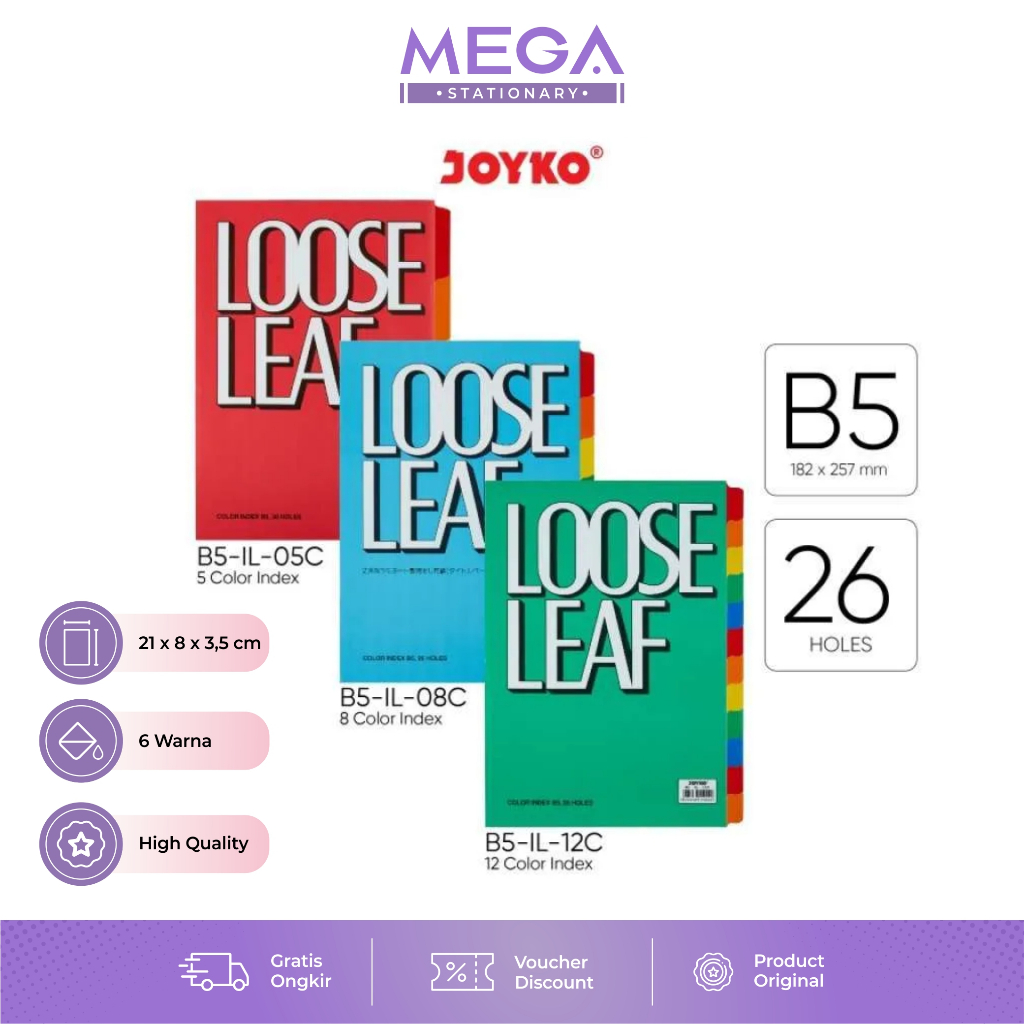 

Pembatas Binder Loose Leaf B5 Joyko Isi 5 Lembar, 8 Lembar, 12 Lembar