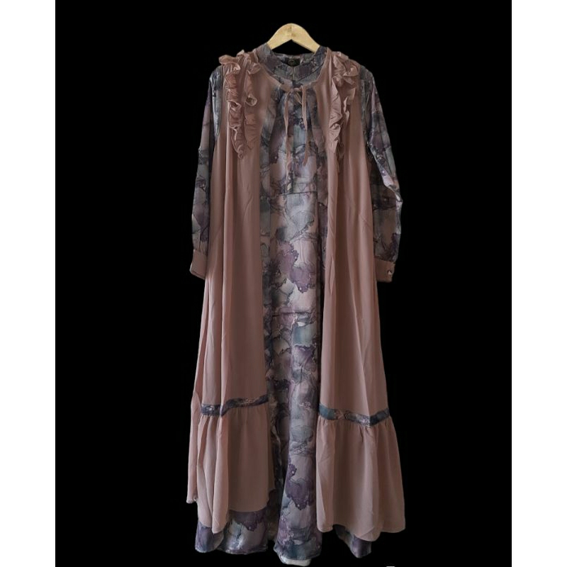 2 IN 1 SET LONG DRESS SEIDE CARDI GAMIS EXCLUSIVE