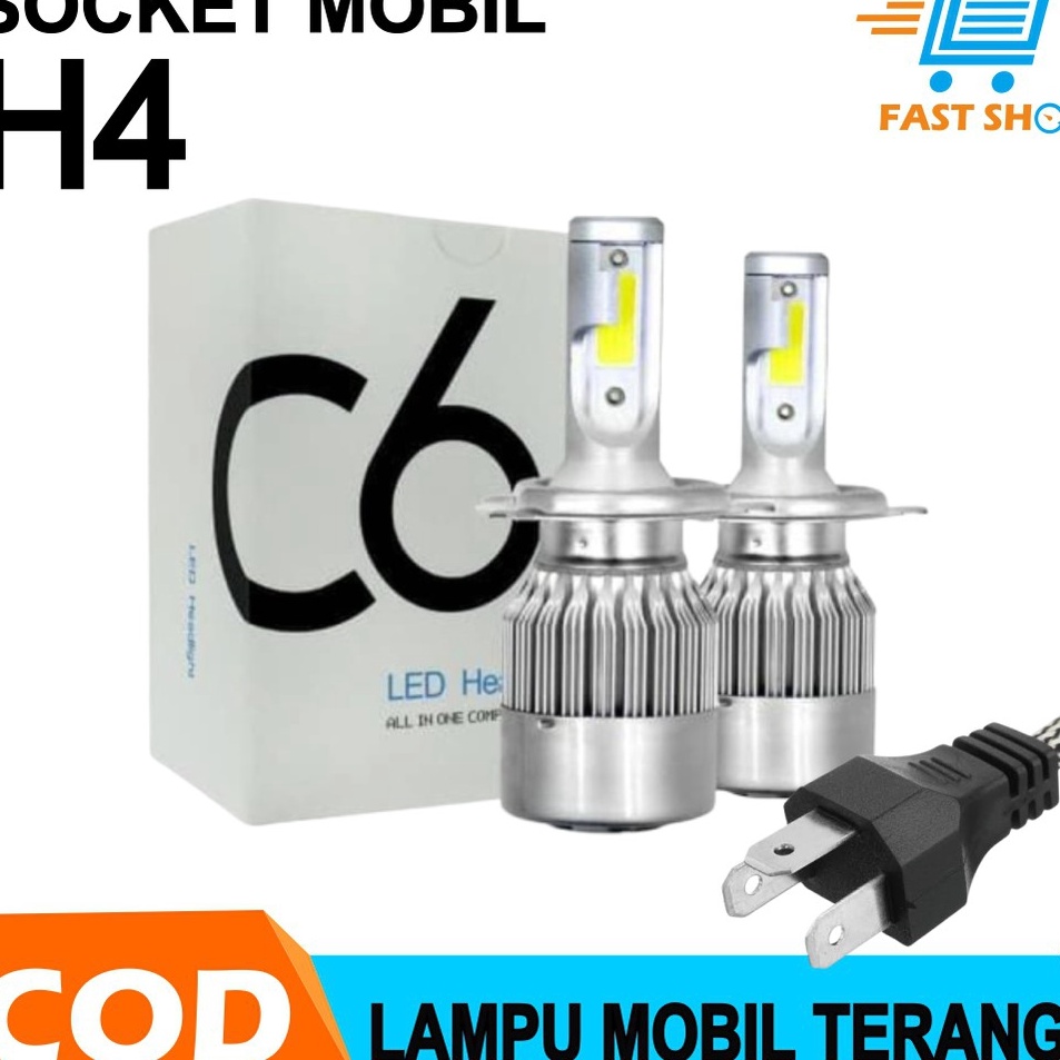 fn Lampu LED Mobil Headlight 2 pcs Lampu Utama Mobil LED COB Super Bright C6 H4 36W  38Lm Hi Lo w Sp