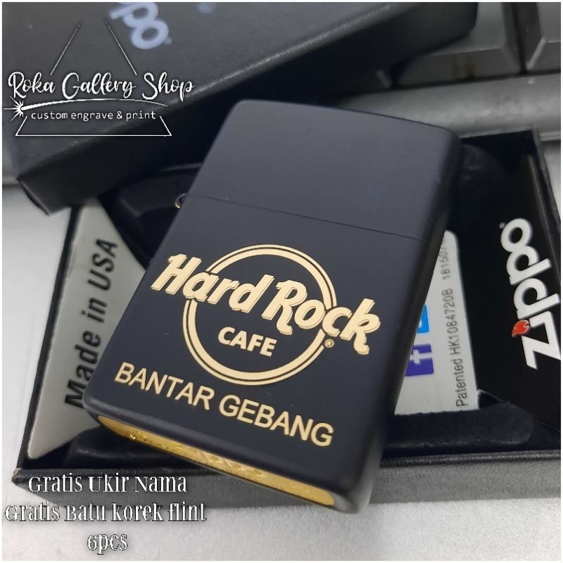 korek api zippo logo hard rock cafe warna back matte
