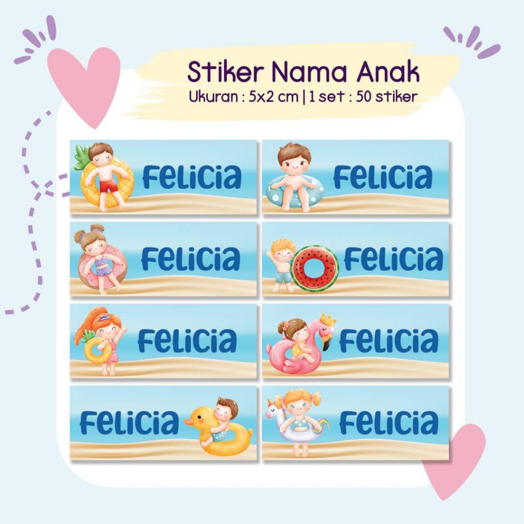 

Stiker Nama Anak Waterproof / Anti Air : Kode 05 Beach