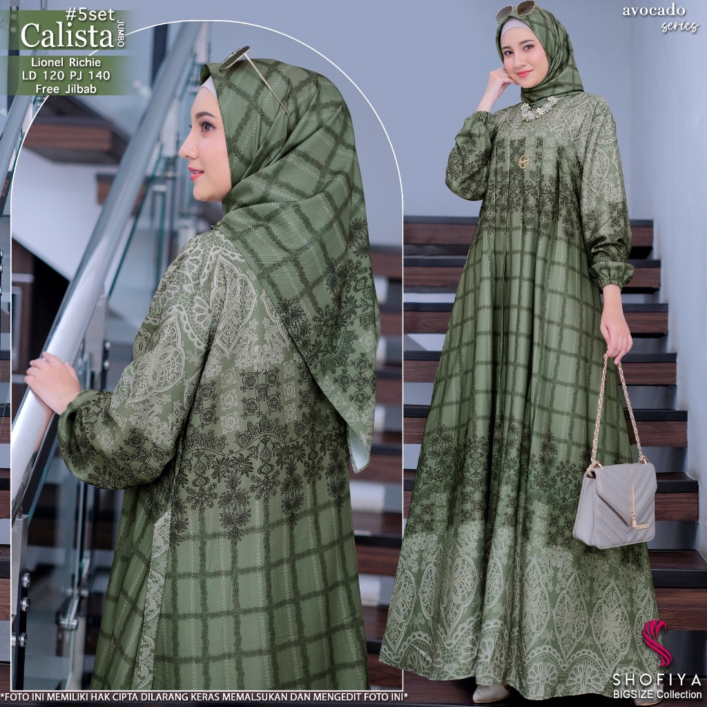 calista#5 gamis dress maxy busana pakaian baju long dres longdres maxi setelan 1 one set free gratis