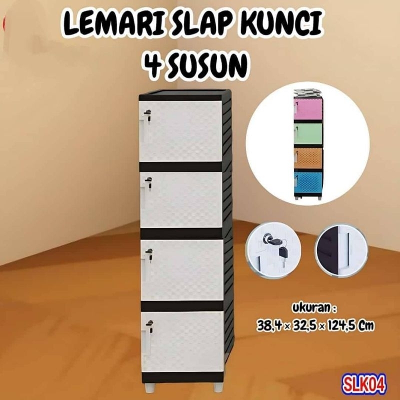 Lemari kantor lari serbaguna lemari anak kos slap 4 susun pakai kunci Promo FZL