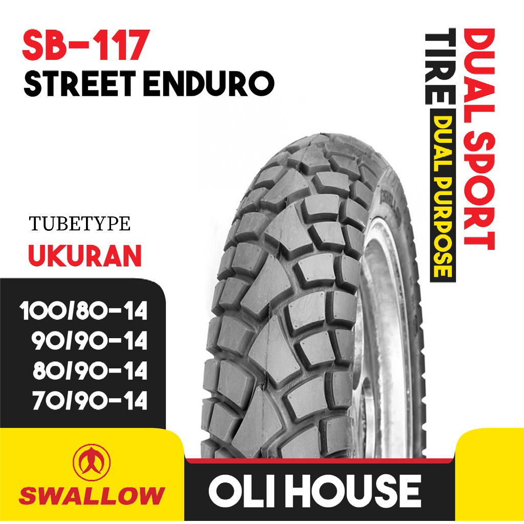 Ban Motor Matic Swallow SB-117 Street Enduro Dual Purpose Ukuran 70/90 80/90 90/90 100/80  Ring 14 T