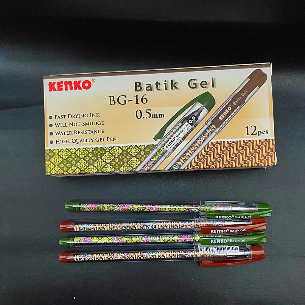 

PULPEN, PULPEN GEL, BOLPEN, BOLPOIN GEL BATIK BG 16 HITAM KENKO