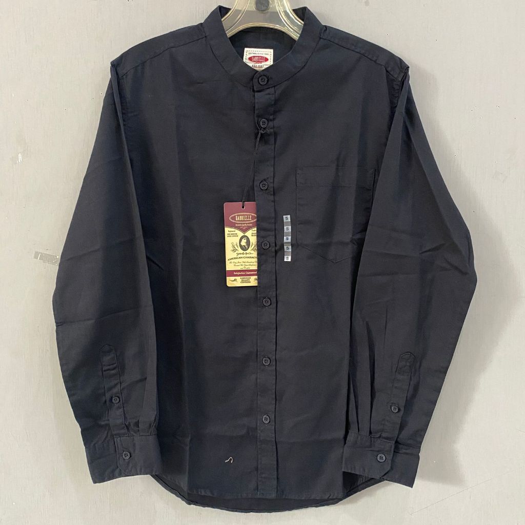 KEMEJA PRIA GABRIELLE POLOS HITAM LENGAN PANJANG 7A1223